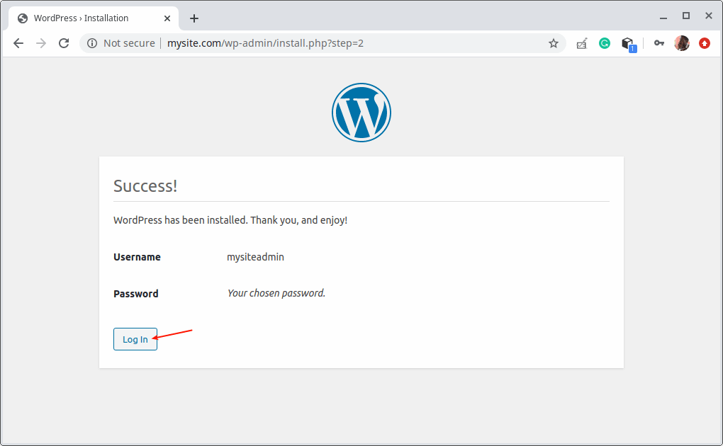 How to Install WordPress with Nginx on Debian and Ubuntu in 20 steps wordpress installation complete - How to Install WordPress with Nginx on Debian and Ubuntu in 20 steps