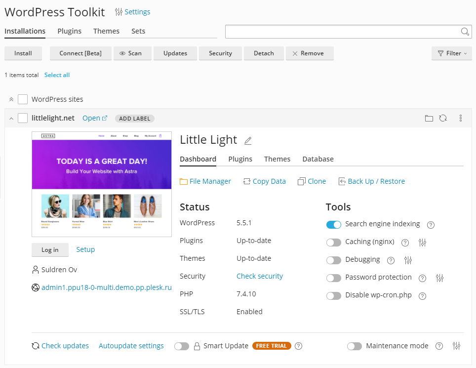 new website management ui - The Plesk WordPress Toolkit 5.0 has been released !