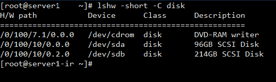 lshw short c disk - Linux useful disk commands