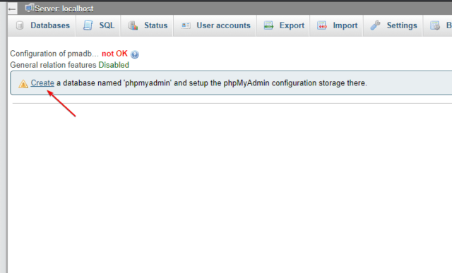 Create a database named phpmyadmin 640x387 - How Install phpMyAdmin on AlmaLinux 8 (best Method)